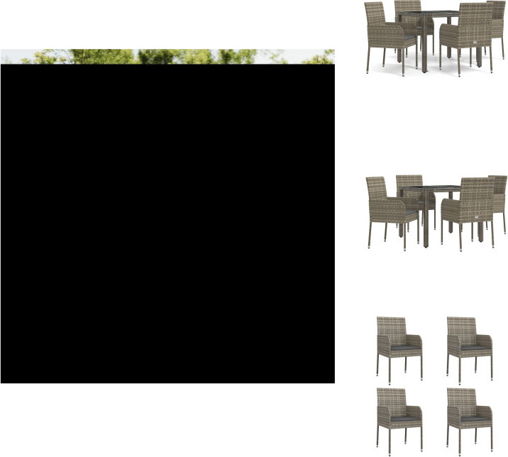 vidaXL 5-dielny záhradný jedálenský set s vankúšmi sivý polyratan - Záhradný nábytok sety