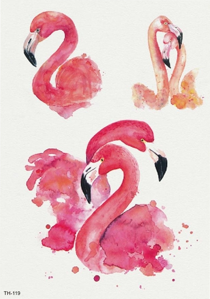Justfox Temporäres Tattoo Flamingo Rosa Design Temporary Klebetattoo Körperkunst 8376