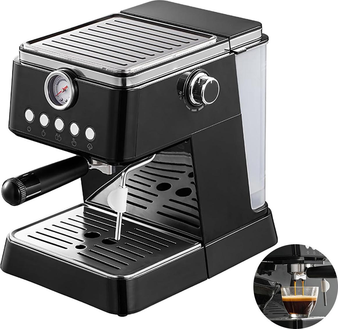 Espressomaschine, 20Bar Druck, Ein-Tassen/ Zwei-Tassen Extraktion, 360° Dampfdüse, Heimkaffee Espresso und Cappuccino