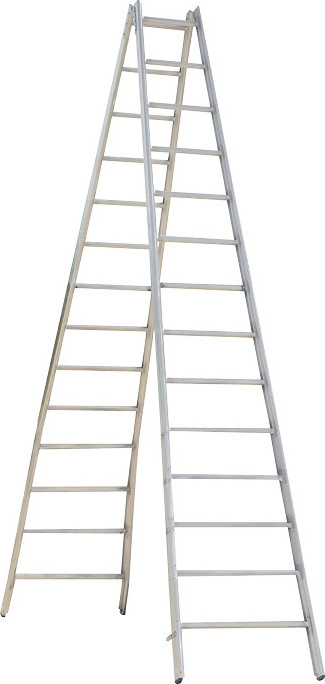 Josef Steiner Alu-Sprossen Stehleiter Mod. 000 - Sprossenanzahl: 2 x 14, Länge: 4,02 m 000-14