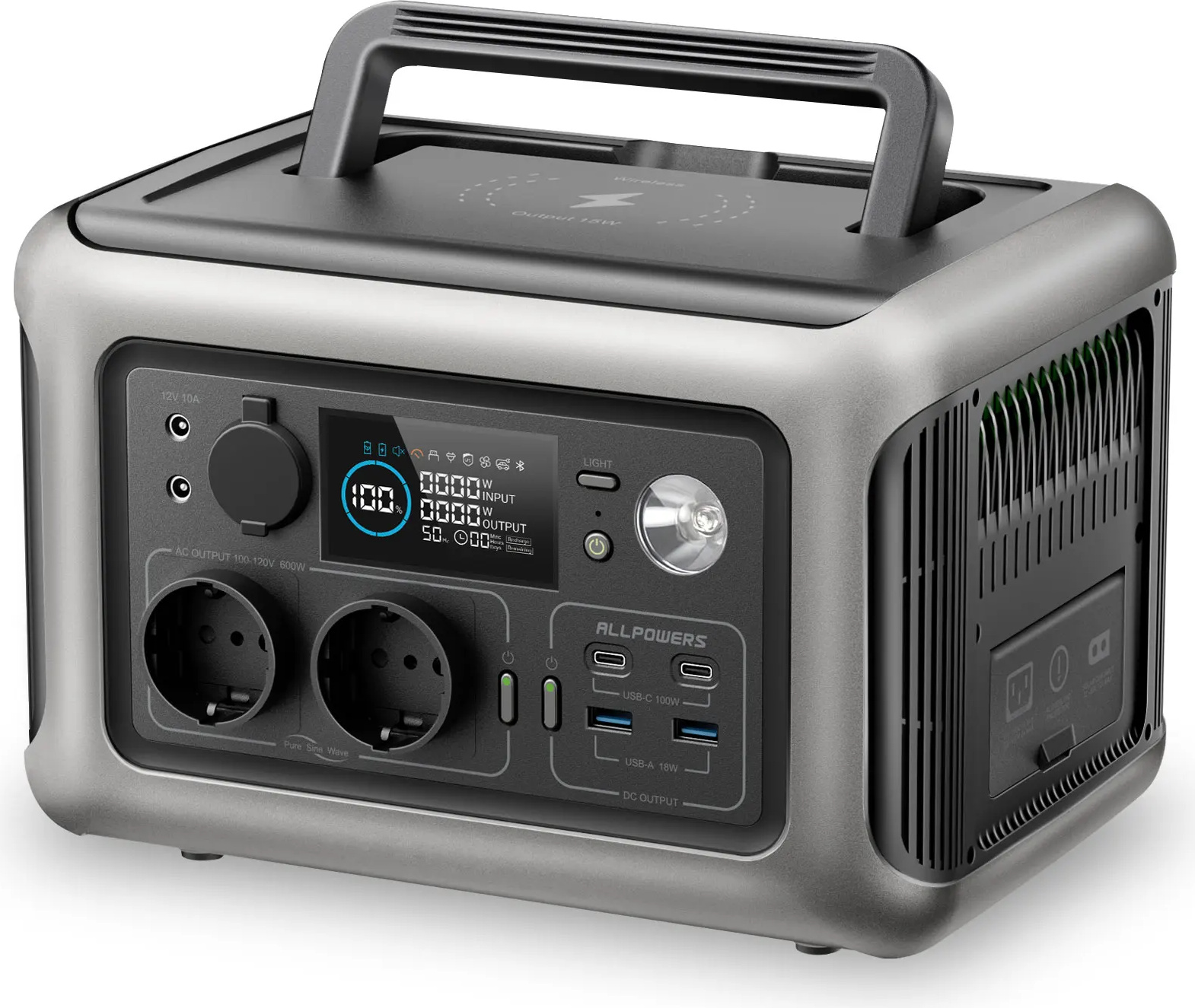 Prenosná elektrocentrála, výkon 600 W, batéria LiFePO4 s dlhou životnosťou, len R600, EÚ