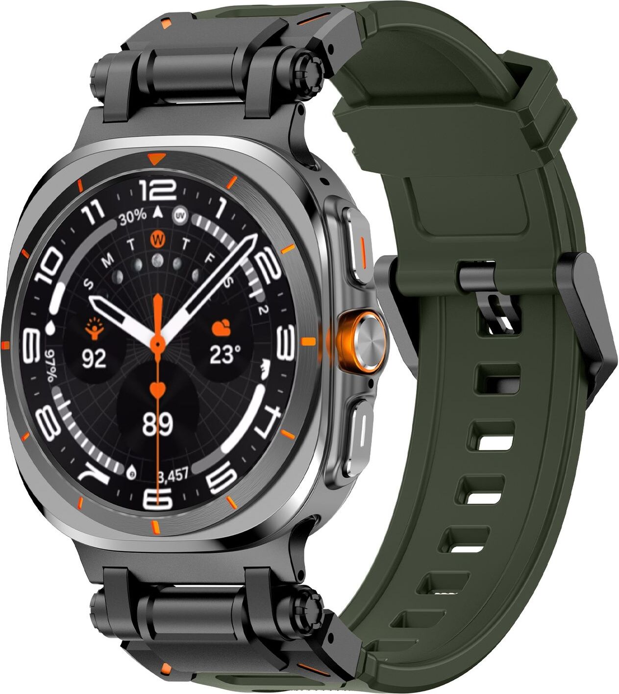 Pre Samsung Galaxy Watch Ultra 47 mm Silikónový kovový náhradný remienok Green