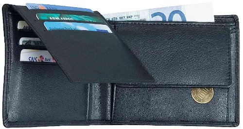 Alassio Geldbörse Klassisch mit 6 Kreditkartenfächern Leder schwarz 42102