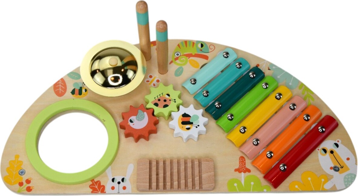 Zayno® Kindermusiktisch "Klangzauber" | Holzspielzeug, musikalische Früherziehung, Geschenk, Xylophon, Trommel, für Kinder ab 3, Montessori 10009