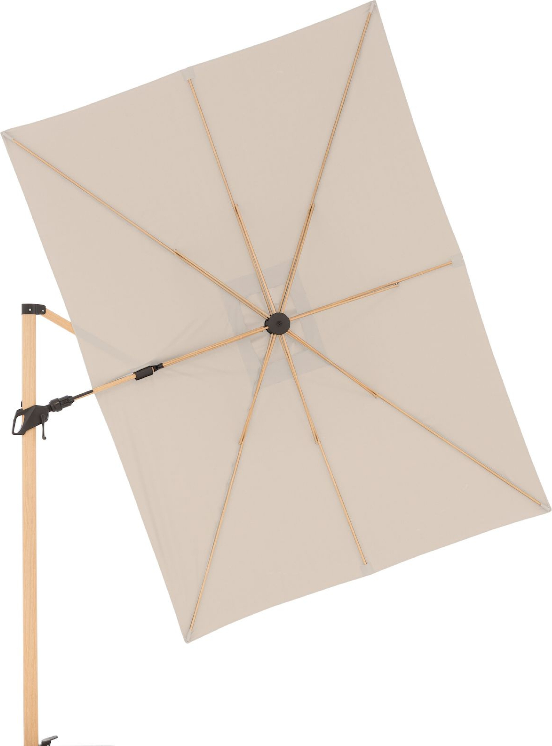 Doppler Alu Wood Pendel Side 220 x 300 cm Pendelschirm Ampelschirm 3 Farben 451268 820 Natur
