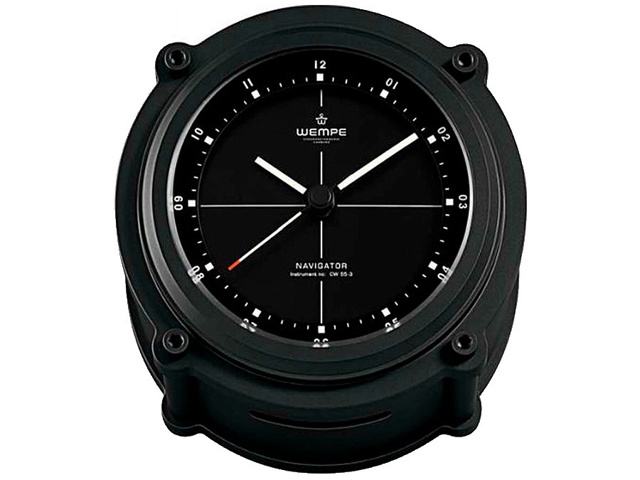 Wempe - CW550003 - Quarz-Schiffsuhr - 130mm - Alu schwarz - arabische Ziffern - NAVIGATOR II