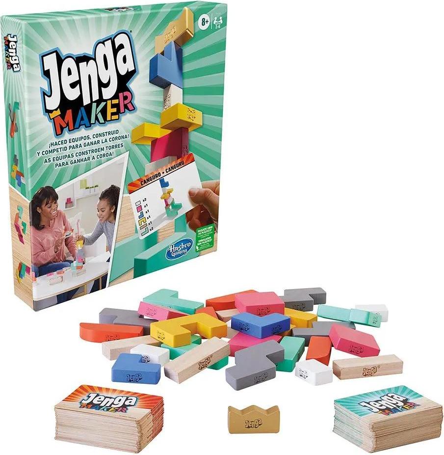 Jenga Maker - Holzklötzchen-Stapelspiel für 2 bis 6 Spieler - Teamspiel - Alter: ab 8 Jahren HASBRO 456F4528-UNIT