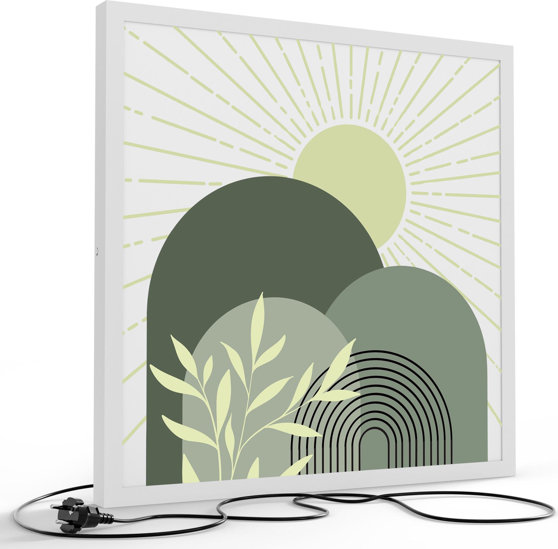 DEQORI LED-Bild & Lampe 60x60 cm Weiß 'Lichtspiel der Natur' Leuchtbild LED Leuchte LW-60-60-W-5331-UV