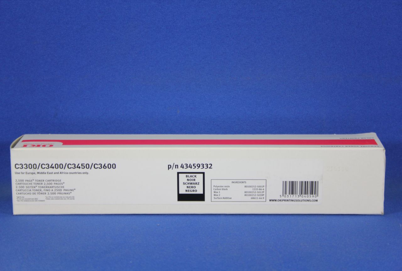 OKI 43459332 Toner čierny, 2 500 strán 5% pre C 3300 3300 N 3400 3400 N 3450 3450 N 3600 N
