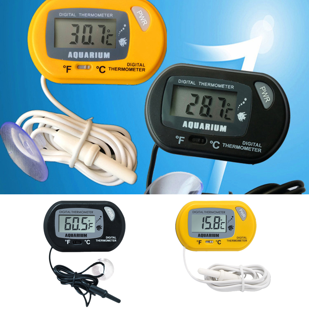 5 Stück Mini Digital Thermometer Aquarium Temperatur Anzeige mit Fühler Kabel 