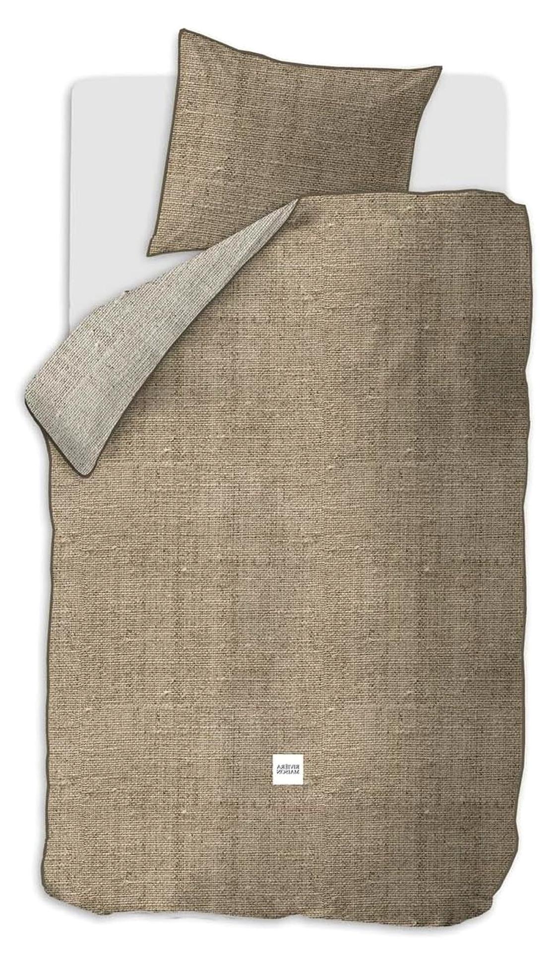 Markenlos Renforcé-Bettwäsche-Garnitur Coughton Court in der Farbe Dark Sand, Größe 135x200 cm + 80x80 cm