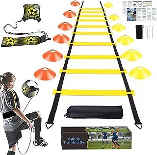 Akhan Fussball trainingszubehör, Koordinationsleiter 6m, 12 Hütchen und Fußball Kick Trainer, fußball trainingsset fussball geschenke jungen und Erwachsener 174854251