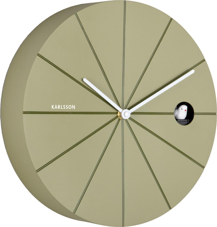 Karlsson - Wanduhr Destacado Cuckoo - Olivgrün mit Luxusgrün - Ø28cm KA6068GR
