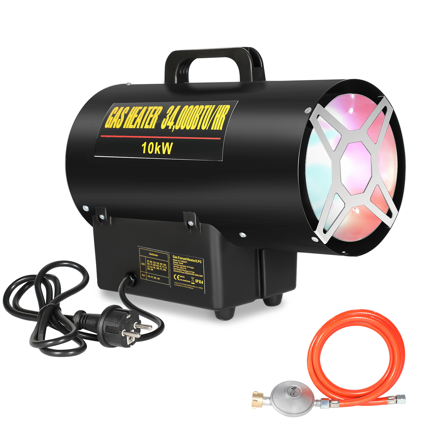 Jayseuw plynový ohrievač dúchadlo plynový ohrievač ventilátor ohrievač stavebný ohrievač 10kW stavebný sušič, 15000 W, ochrana proti prehriatiu pre 150㎡ dielne, cestné mosty, železničné letiská údržba strojov priemyselné závody