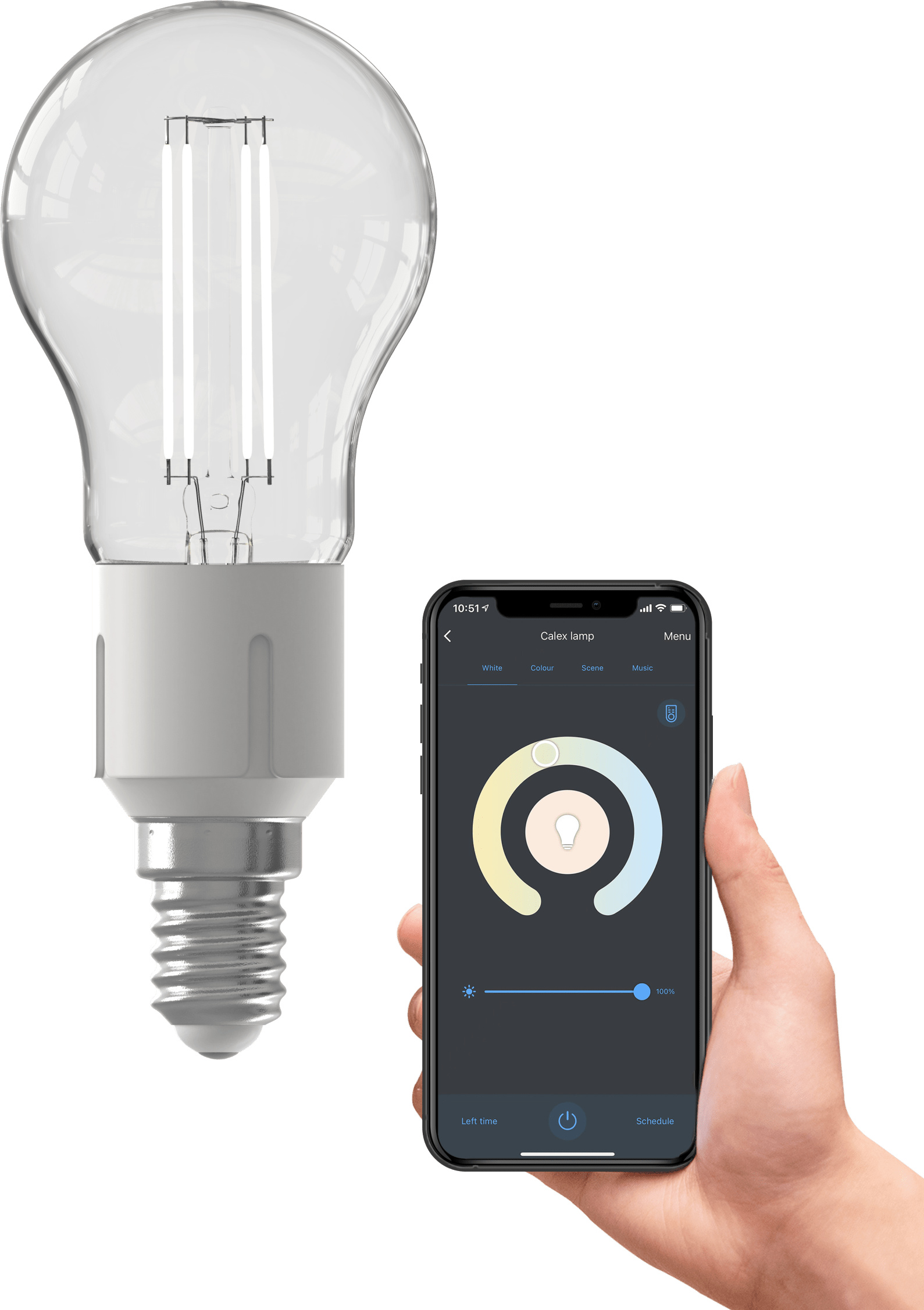 Calex Smart LED Lampe, E14, Filament, warmweißes Licht, dimmbar, WLAN App- & Sprachsteuerung 429112