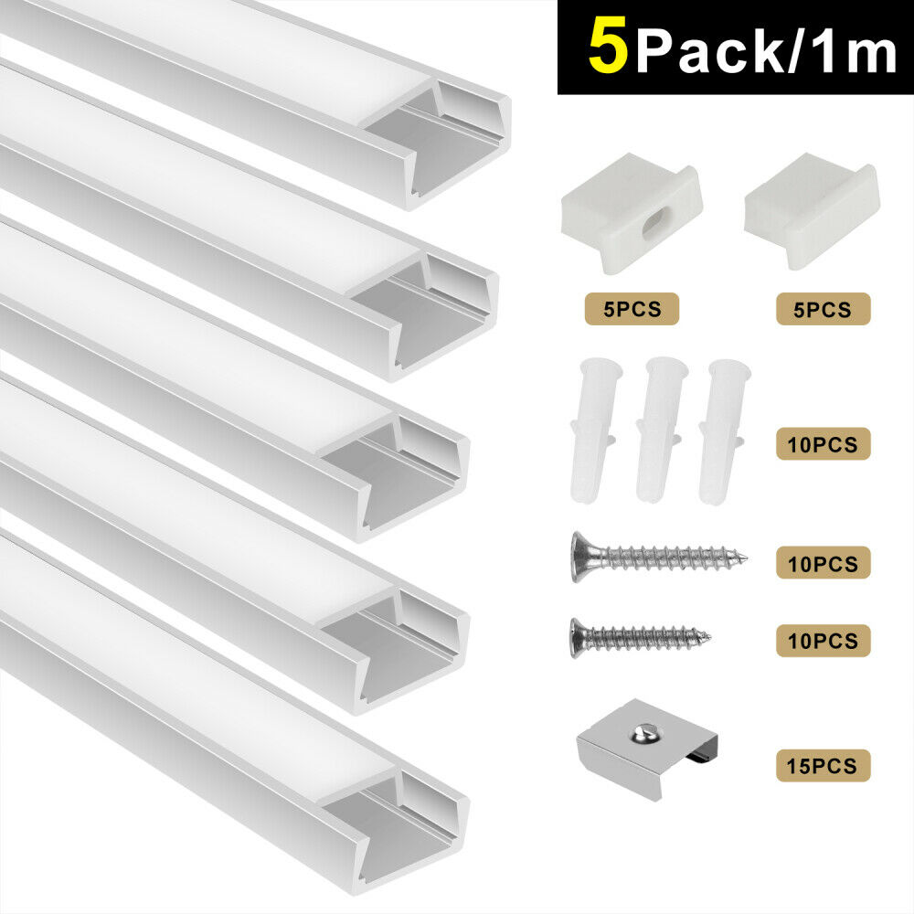 5 Stücke 1m LED Profil Aluprofil Schwarz Alu Schiene Leiste  für LED-Streifen 