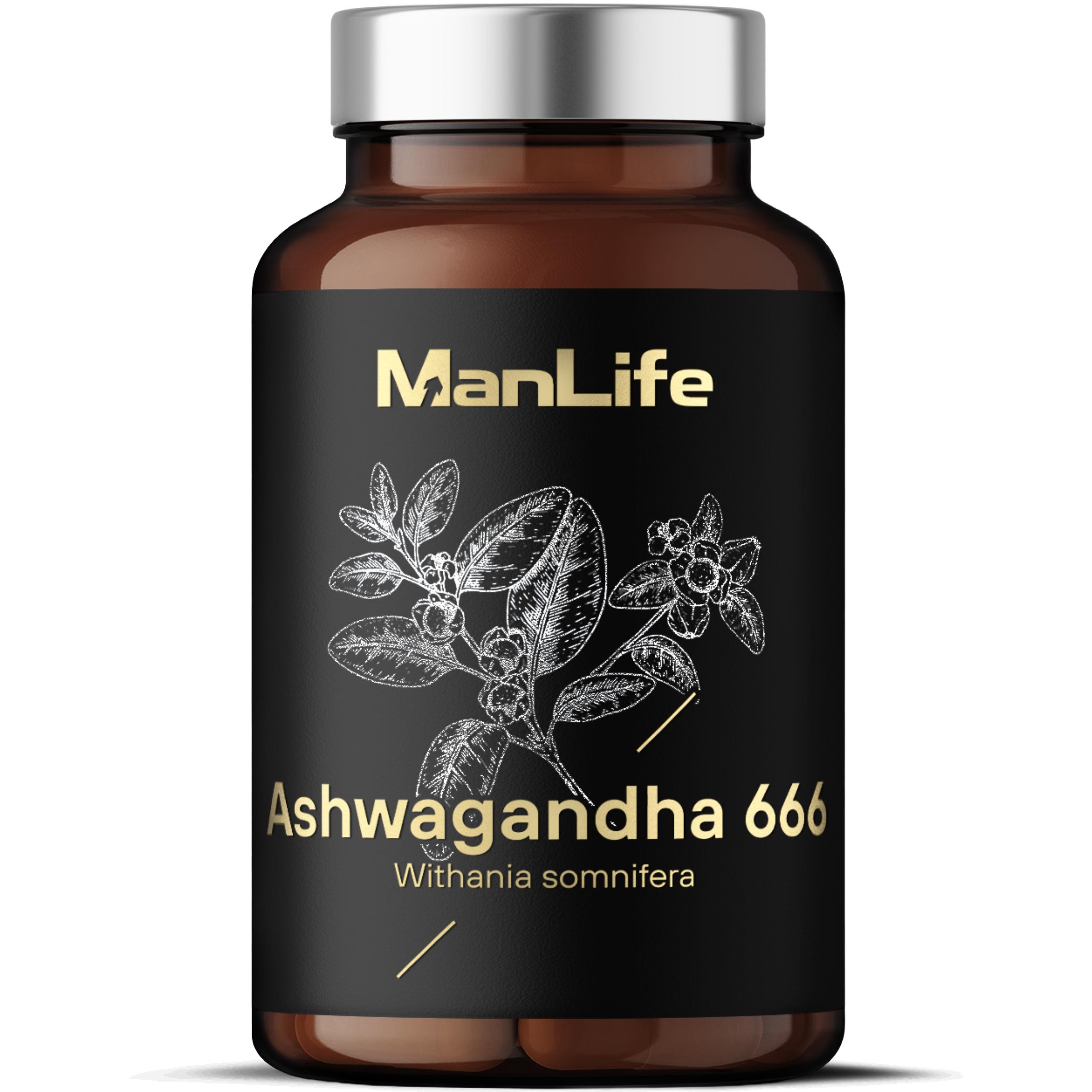 Ashwagandha 666 mg hochdosiert - 90 vegane Kapseln - standardisierter Wurzelextrakt auf Withanolide - ManLife