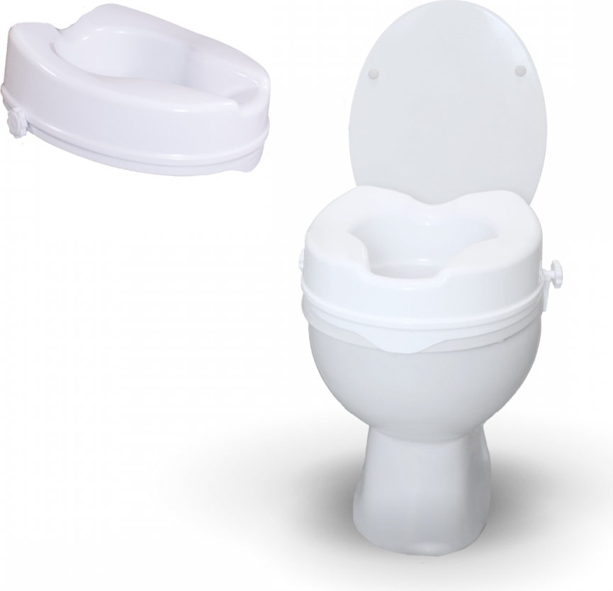 Mobiclinic, Toilettensitzerhöhung, 10 cm hoch, Titan, WC Sitzerhöhung, Toilettenaufsatz für Senioren, Toilettensitzerhöhung, extra stabile, Farbe weiß