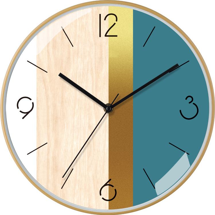 JedBesetzt Modische, geräuschlose Zeichenuhr mit Holzmaserung und Bambusmuster für das Wohnzimmer,12 inches K-MM-251215-72