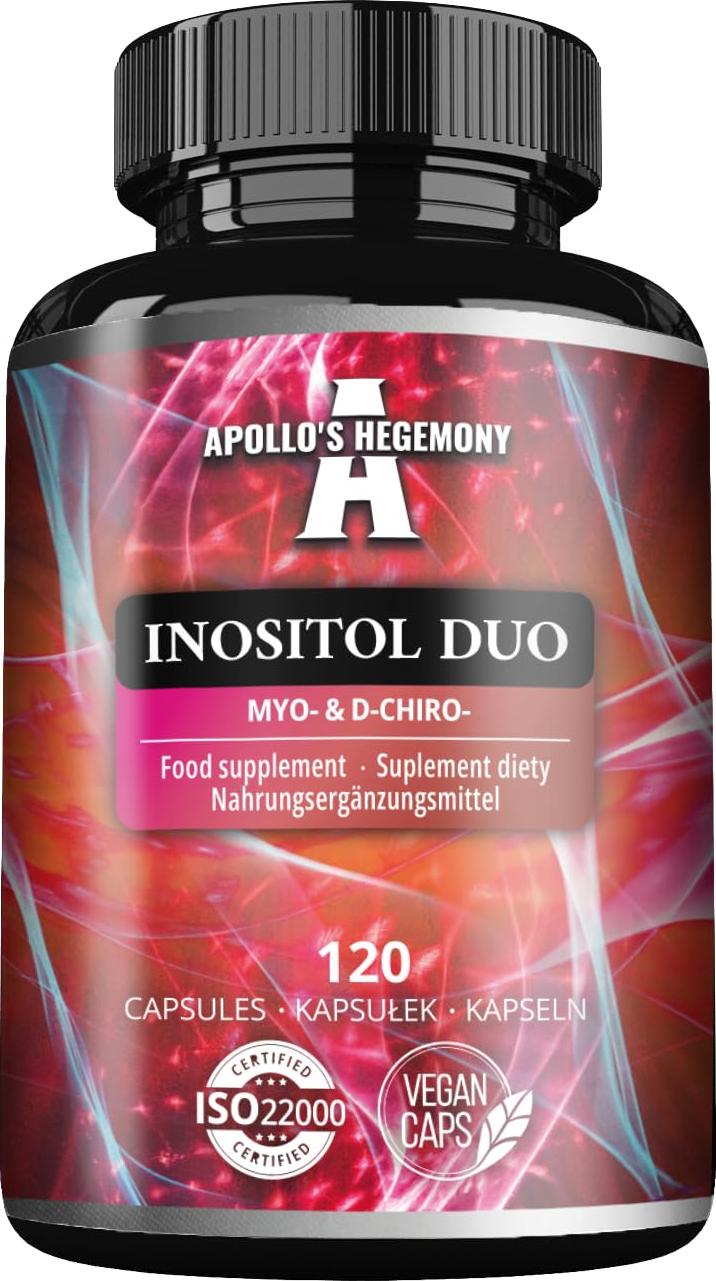 Inositol Duo 120 Vegan Capsules - Myo-Inositol + D-chiro-inositol - 615 mg per Capsule - 4 Months Supply - Vitamin B8 Supplement - by Apollo's Hegemony APO-00418