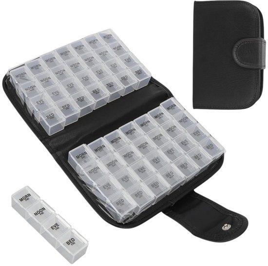 OEM Medizinorganizer mit 56 Fächern, großer Medikamentenbehälter für Medikamente, Vitamine, Fischöl 19x14x6,2cm schwarz 2026