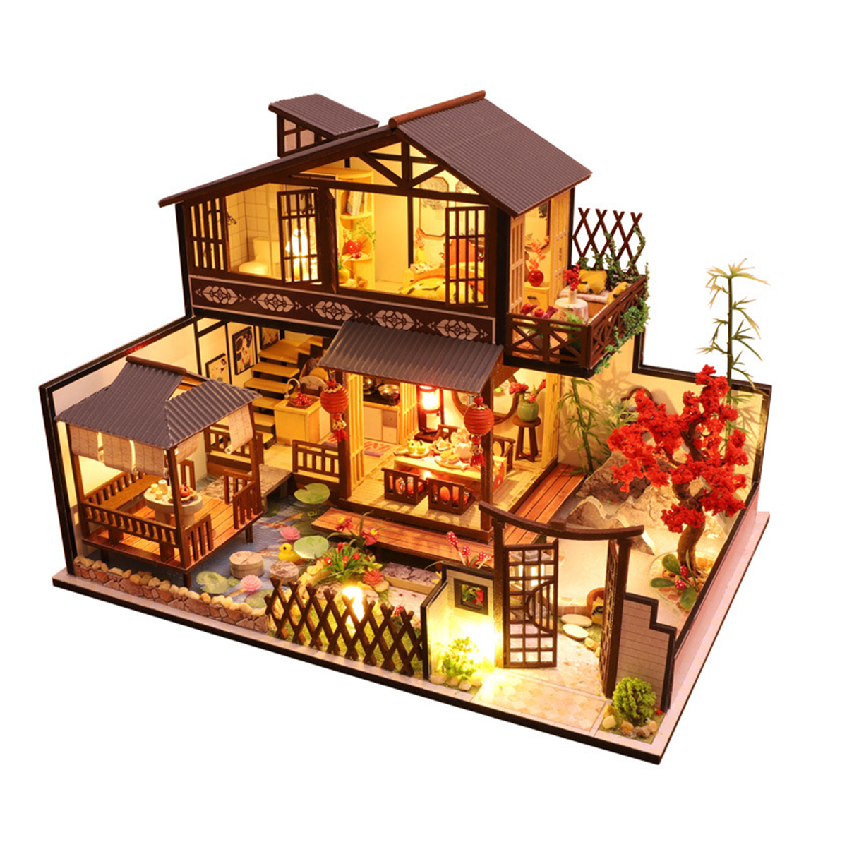 Süß Minihaus DIY Puppenhaus Kit Holz Modell Handwerk Haus Dollhouse Spielzeug 