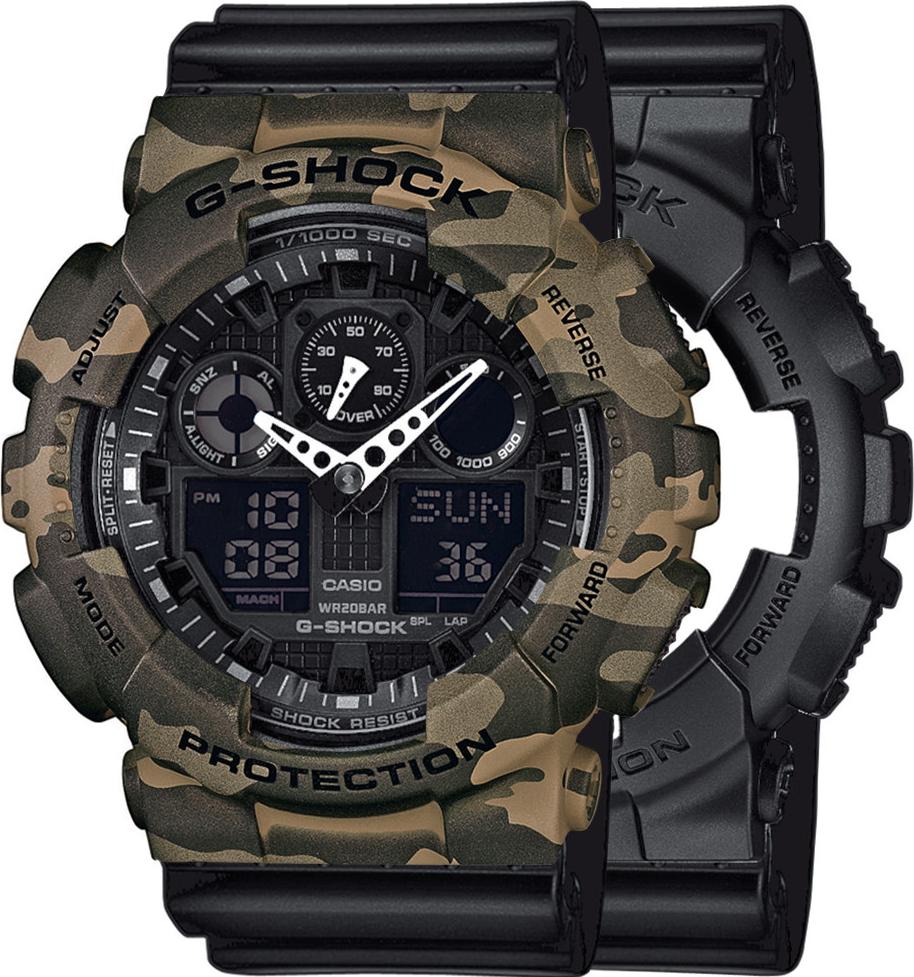 Casio G-Shock SET GA-100-1A1ER hodinky + BEZEL 10507070 + BAND 10347688 20BAR