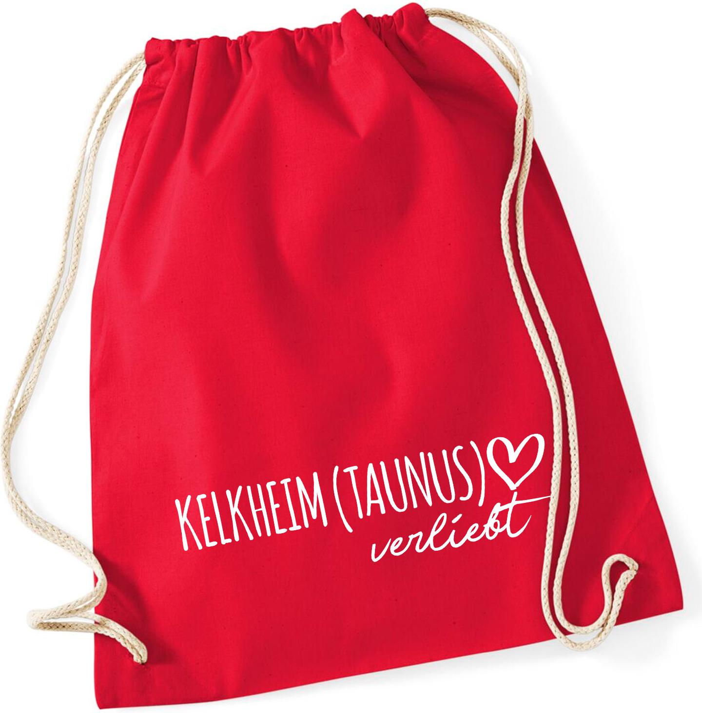 Hellweg Druckerei Huuraa Turnbeutel Kelkheim Taunus verliebt 12 Liter Classic Red Baumwolle Rucksack Geschenkidee 5488TB-CRED