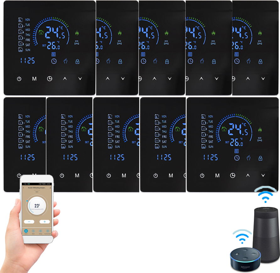 10X WiFi Smart Thermostat 3A izbový termostat Vodné ohrievače Podlahové kúrenie, dotykový displej, ovládanie cez APP, kompatibilný s Google Home/Alexa