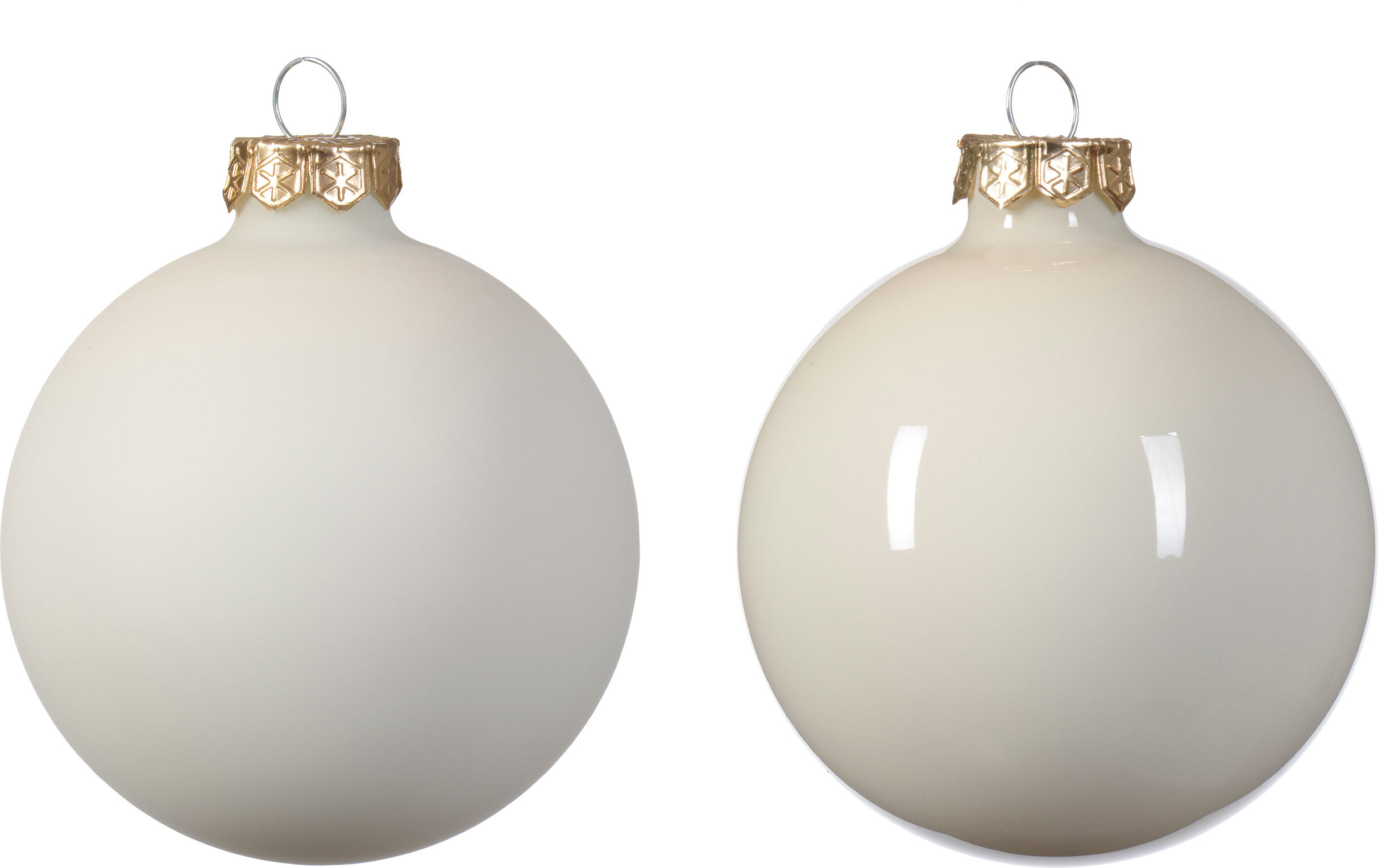 16er Set klassische Weihnachtskugeln aus Glas, Wollweiß, 8 cm, matt und glänzend, mit