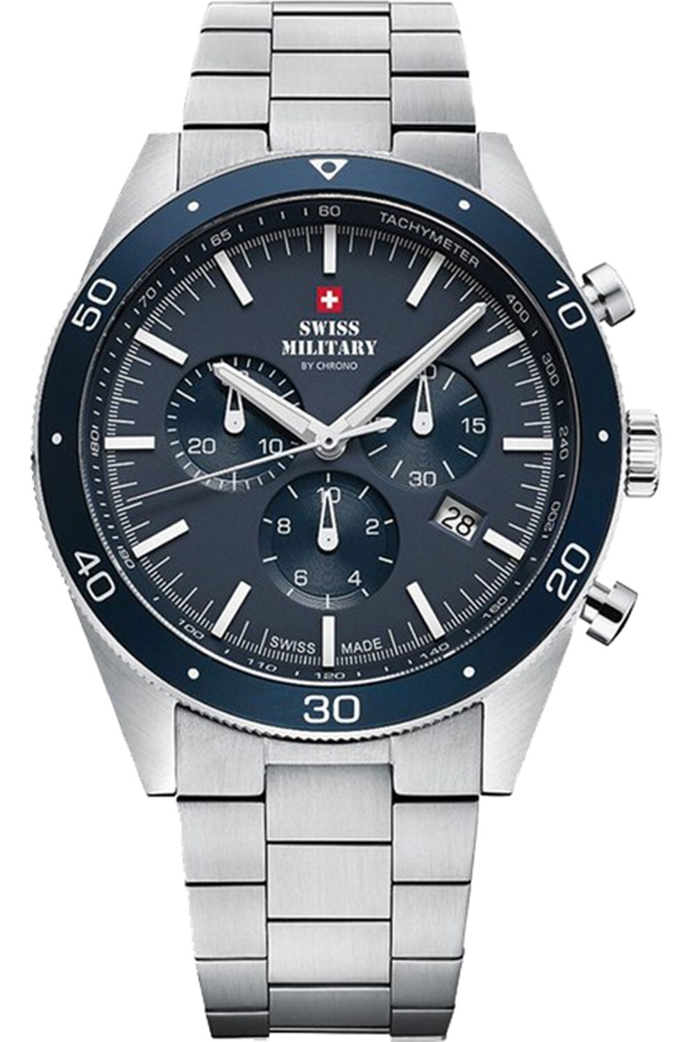 Pánske náramkové hodinky SWISS MILITARY SM34079.02 v klasickej námorníckej modrej farbe, vhodné na plávanie.