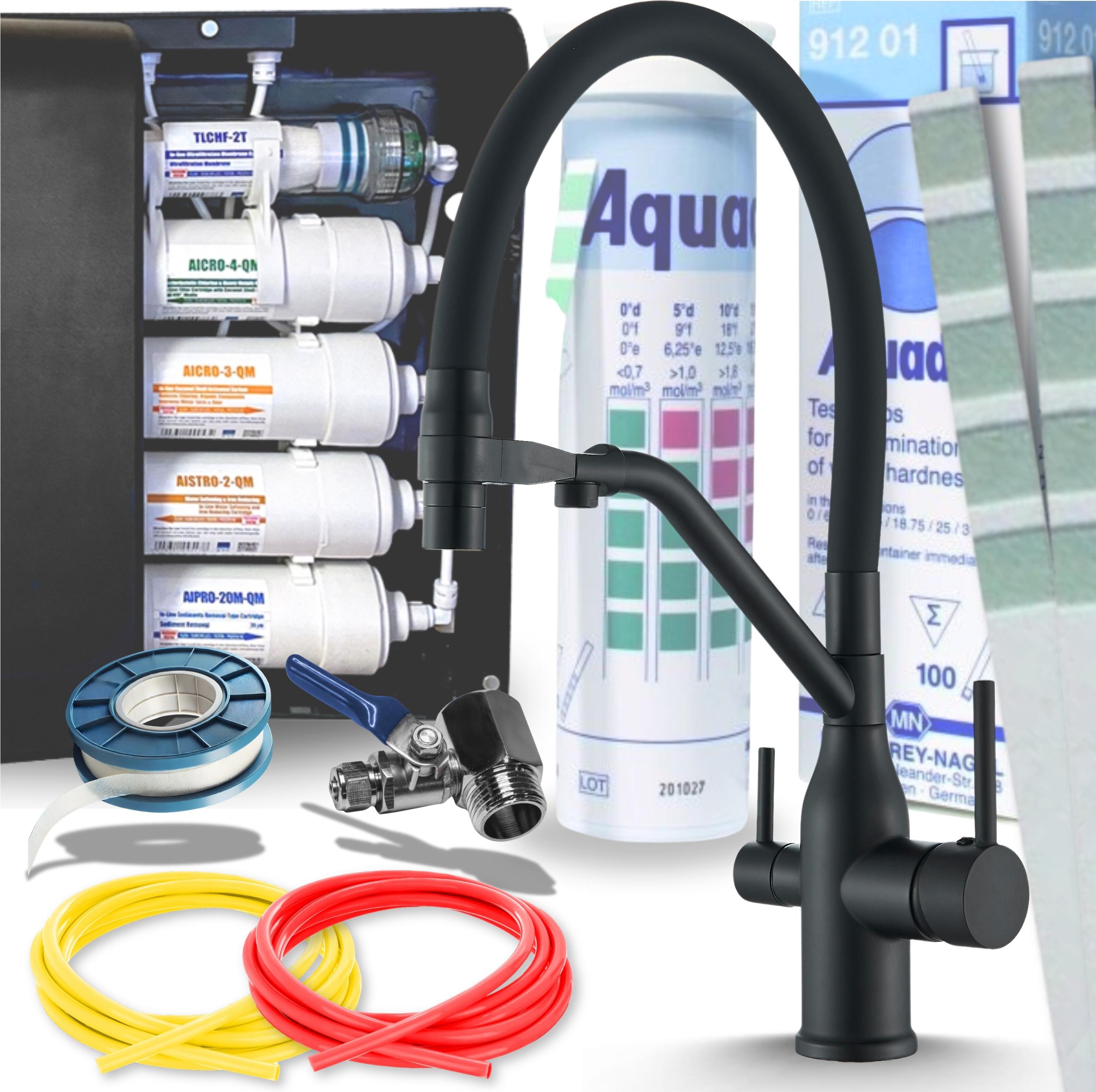 Küchenarmatur 3-Wege Magneto Ausziehbar Keramikventil Schwarz Matt