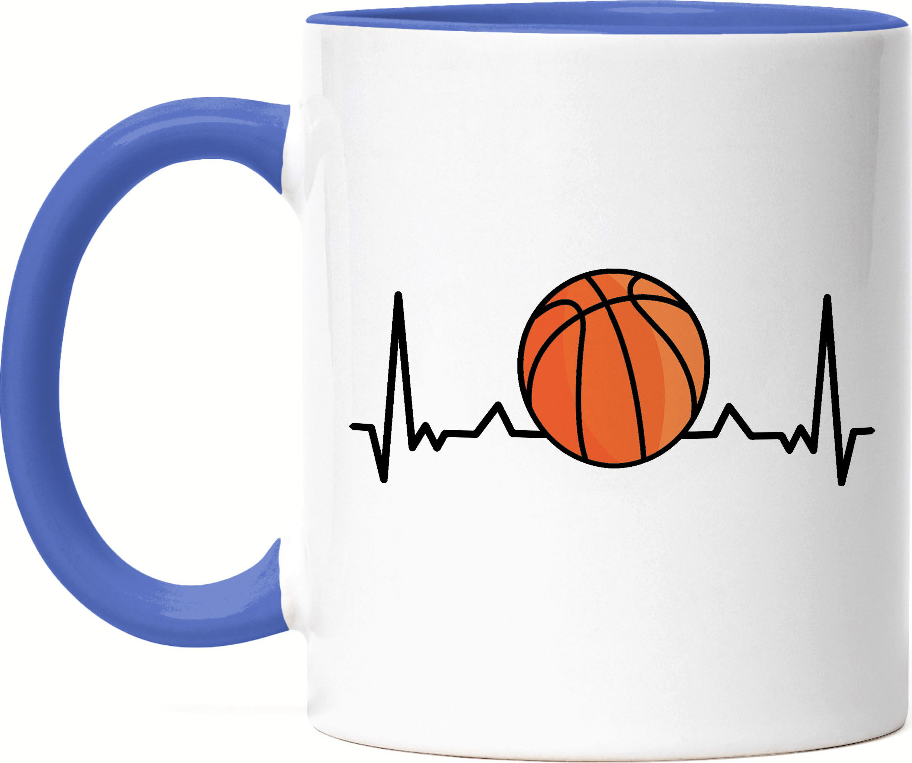 Hey!Print Basketball Tasse Blau Leben Mannschaft Spieler Teamsport Korb Basket Ballsport Jersey Team Herzschlag Herz HP-1796-T-Blau