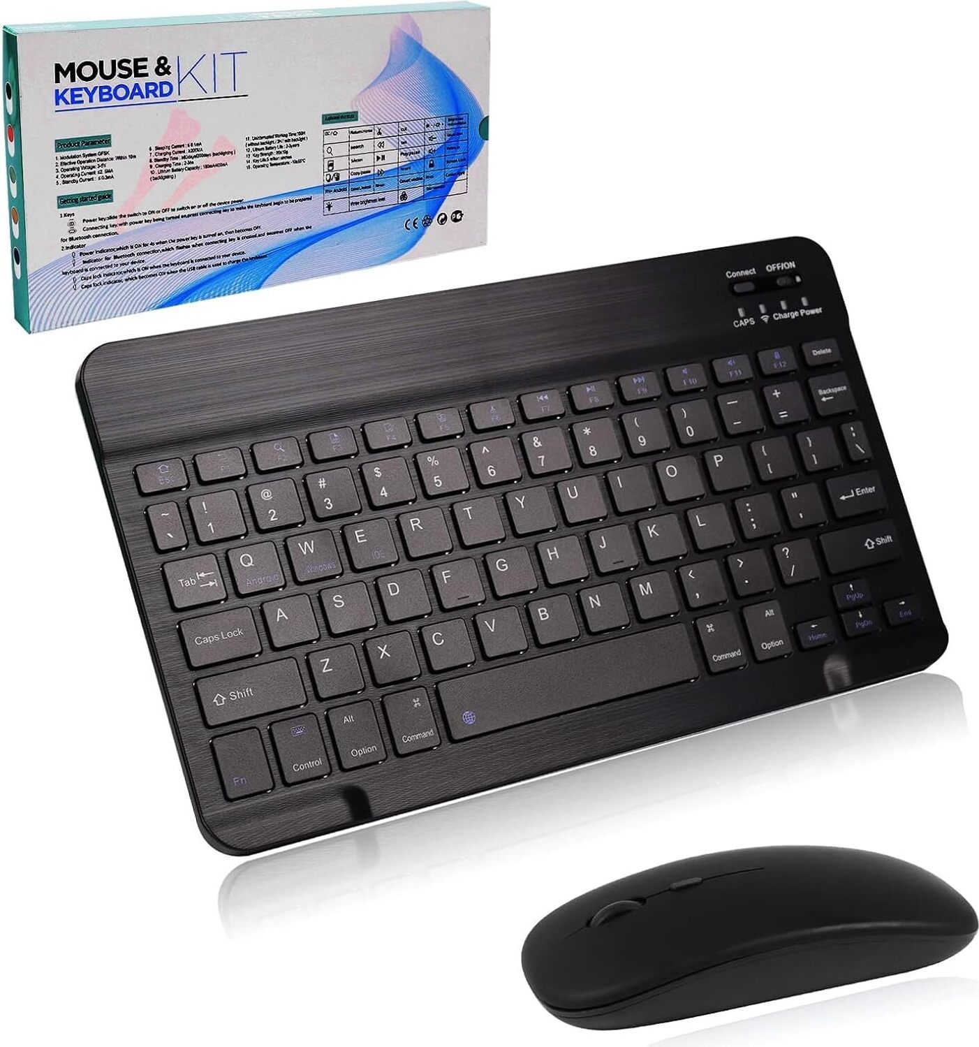 Civetes Tastatur Kabellos, Maus Tastatur Sets,Funktastatur Mit Maus Mini Tastatur Ultra-Dünn Wireless Tastatur Maus Set für iPad,Mac, PC, Laptop, Tablet