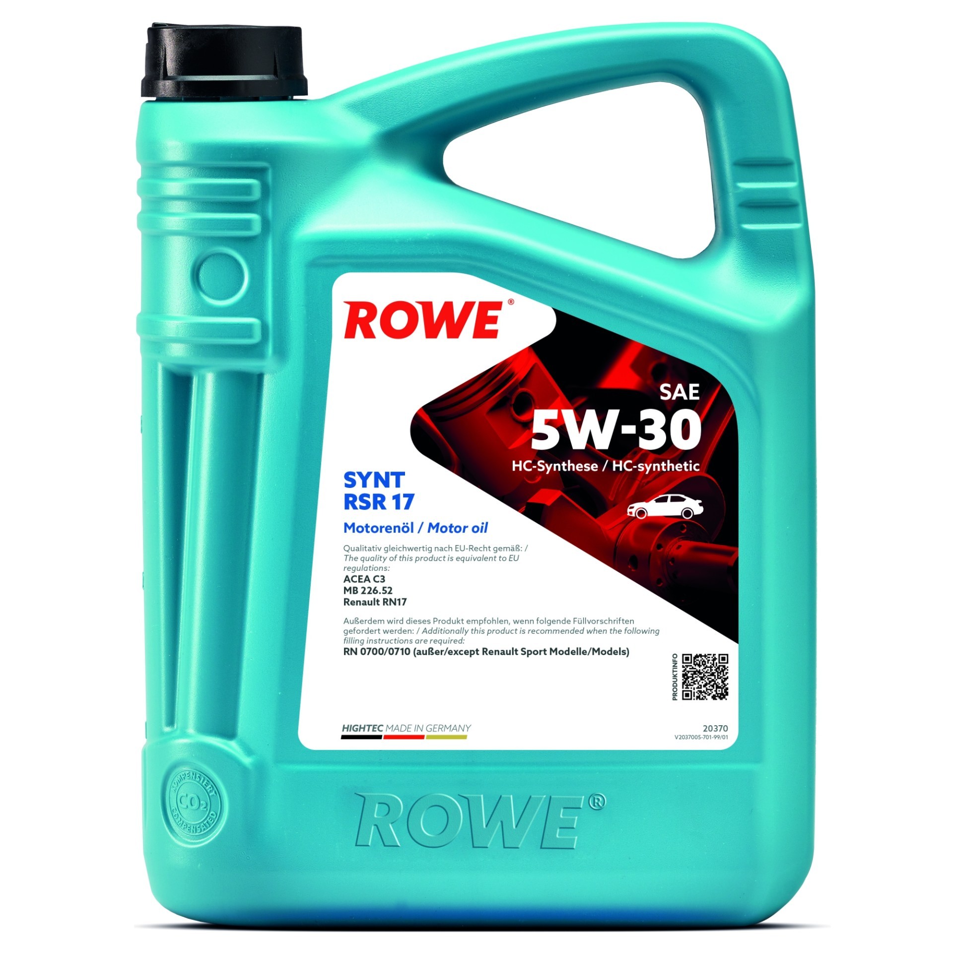 ROWE HIGHTEC SYNT RSR 17 für 5W-30 5 Liter Motoröl Motorenöl HC Synthese 226.52 RN17 Öl 20370-0050-99