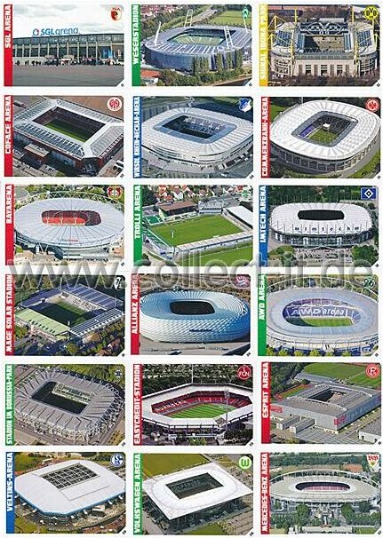 Topps Match Attax - Spar 16 - Saison 12/13 - ALLE 18 Stadionkarten