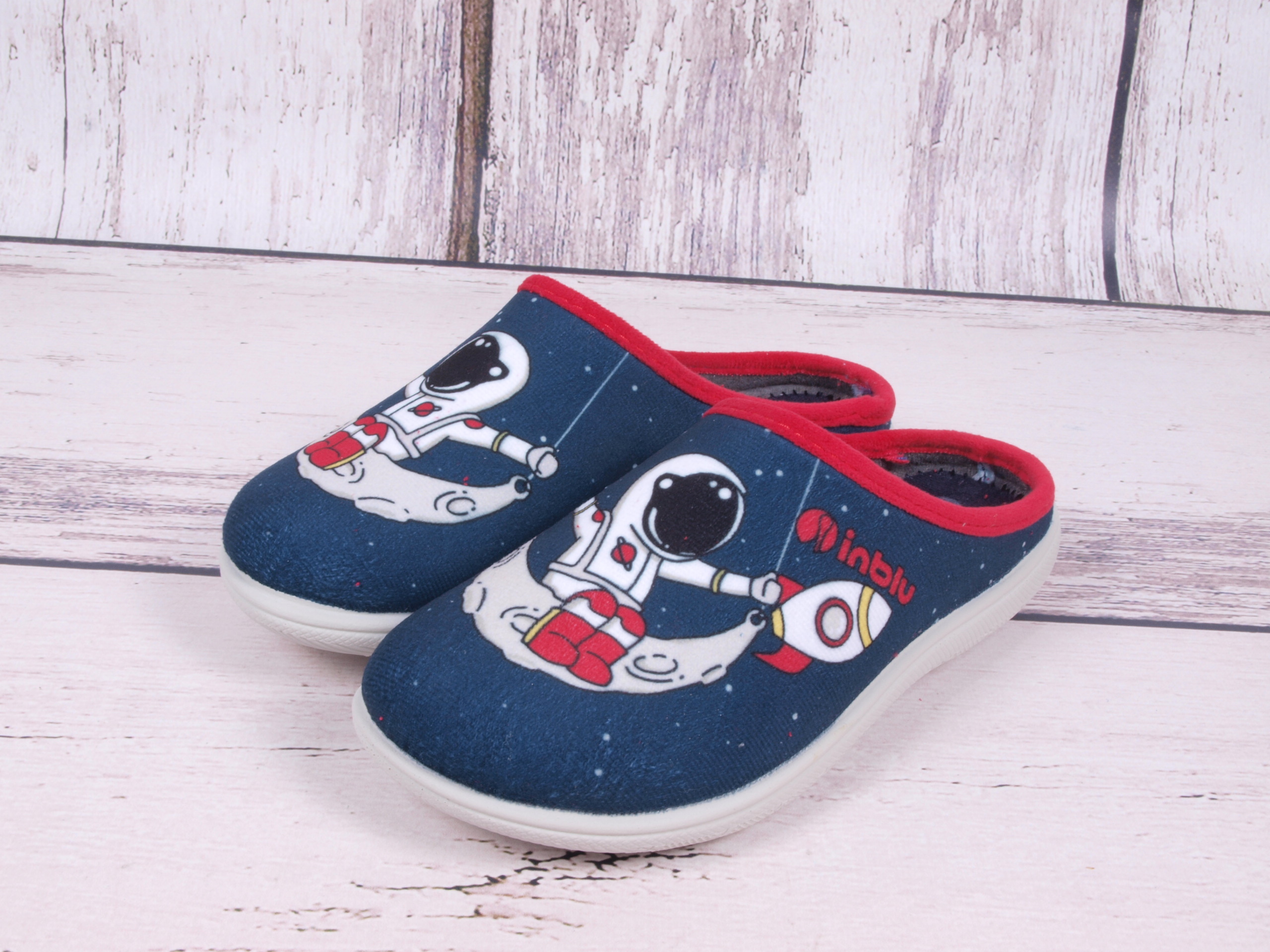 INBLU Kinder Hausschuhe bequeme Kosmonaut Blau 29