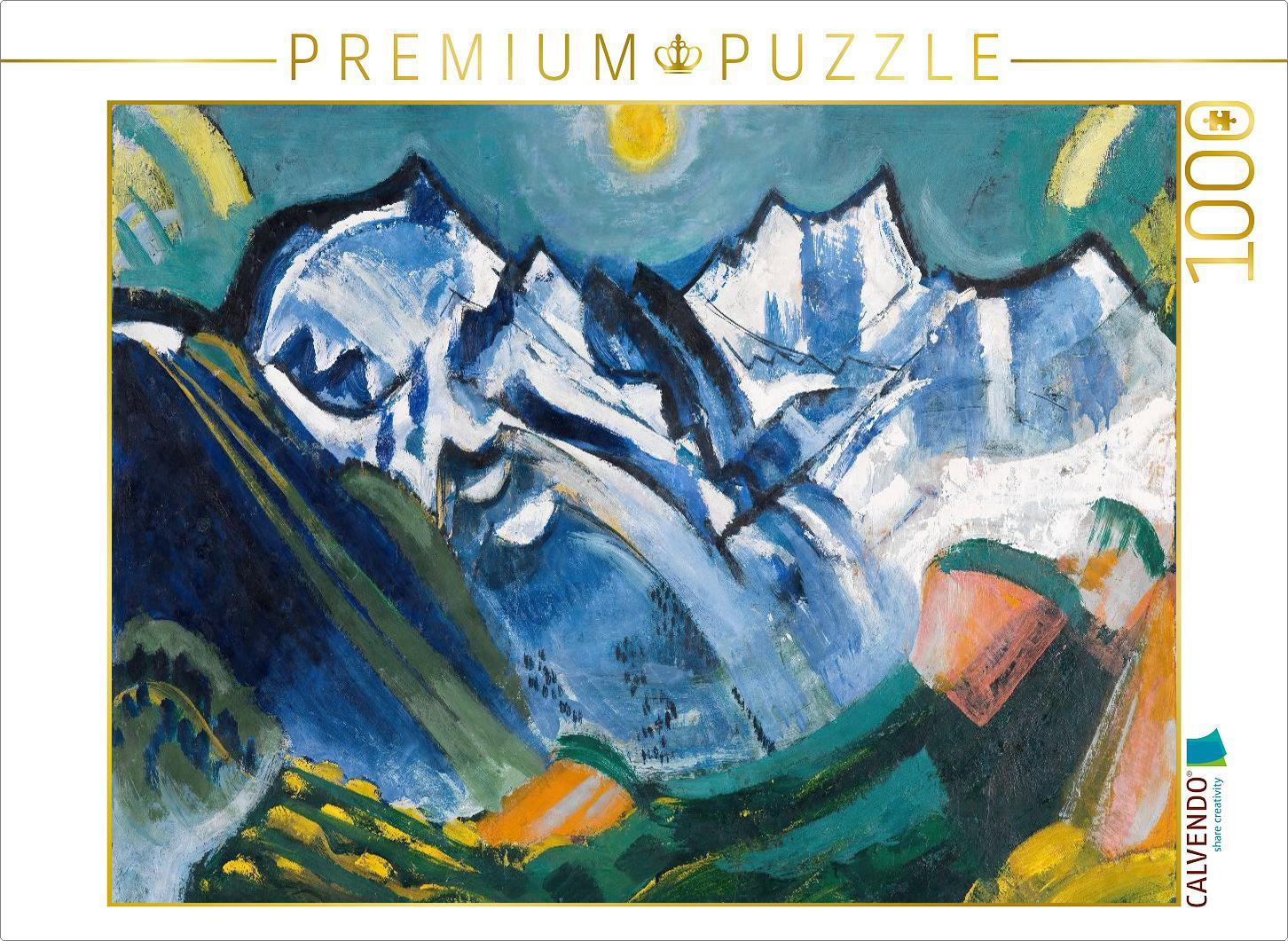 CALVENDO Puzzle Hochgebirgslandschaft mit Scheerhorn (1920) | 1000 Teile Lege-Größe 64x48cm Foto-Puzzle für glückliche Stunden