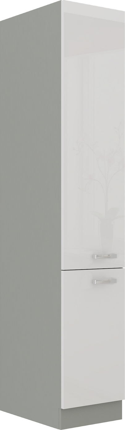 Küchenpreis-Bombe Küchen Hochschrank 40 Bianca Weiß Hochglanz + Grau Küchenzeile Küchenblock