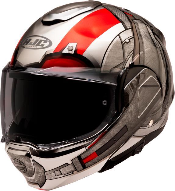 HJC Helmets HJC F100 ANTMAN MAVREL Klapphelm silber-rot MC1 XXL 18960111