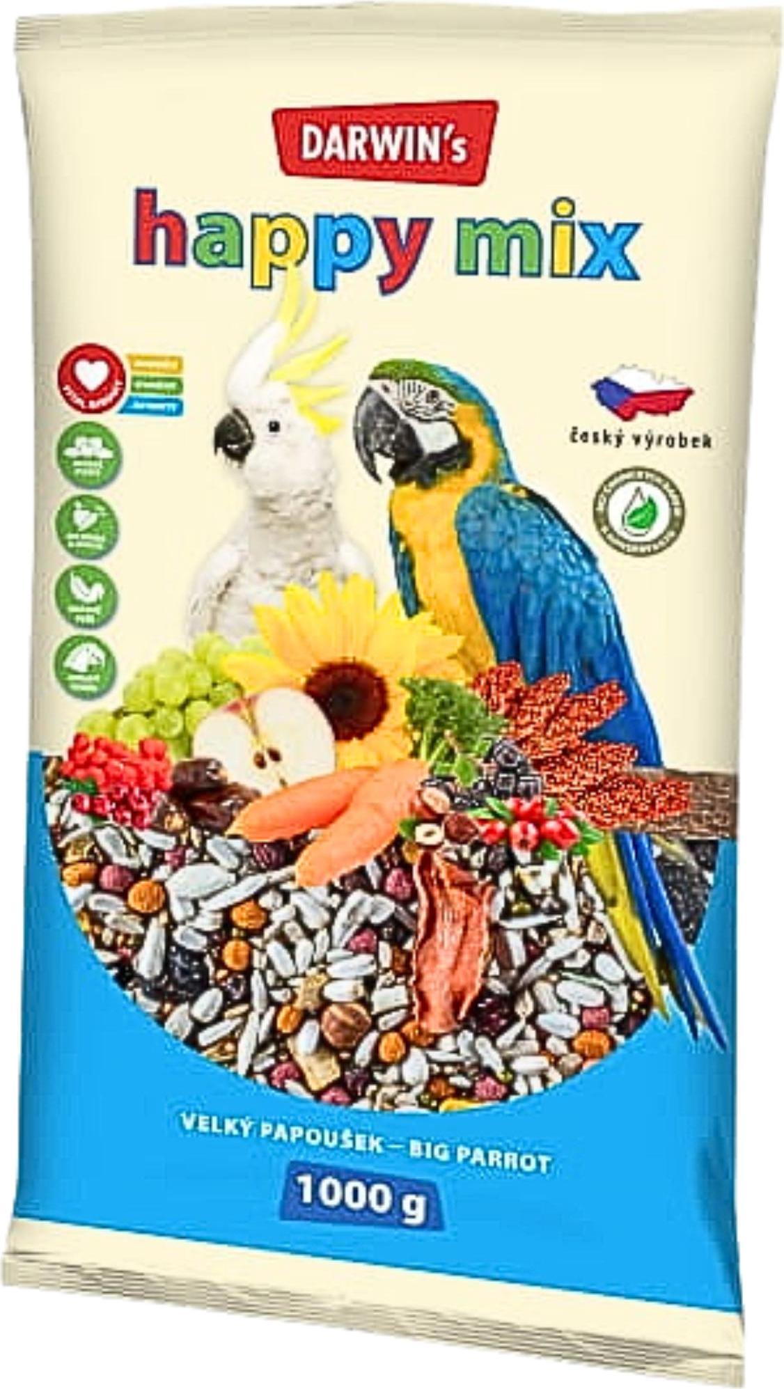 Nutrin Darwin's Big Parrot Happy MIX - angereichertes Futter für große Papageien 1kg