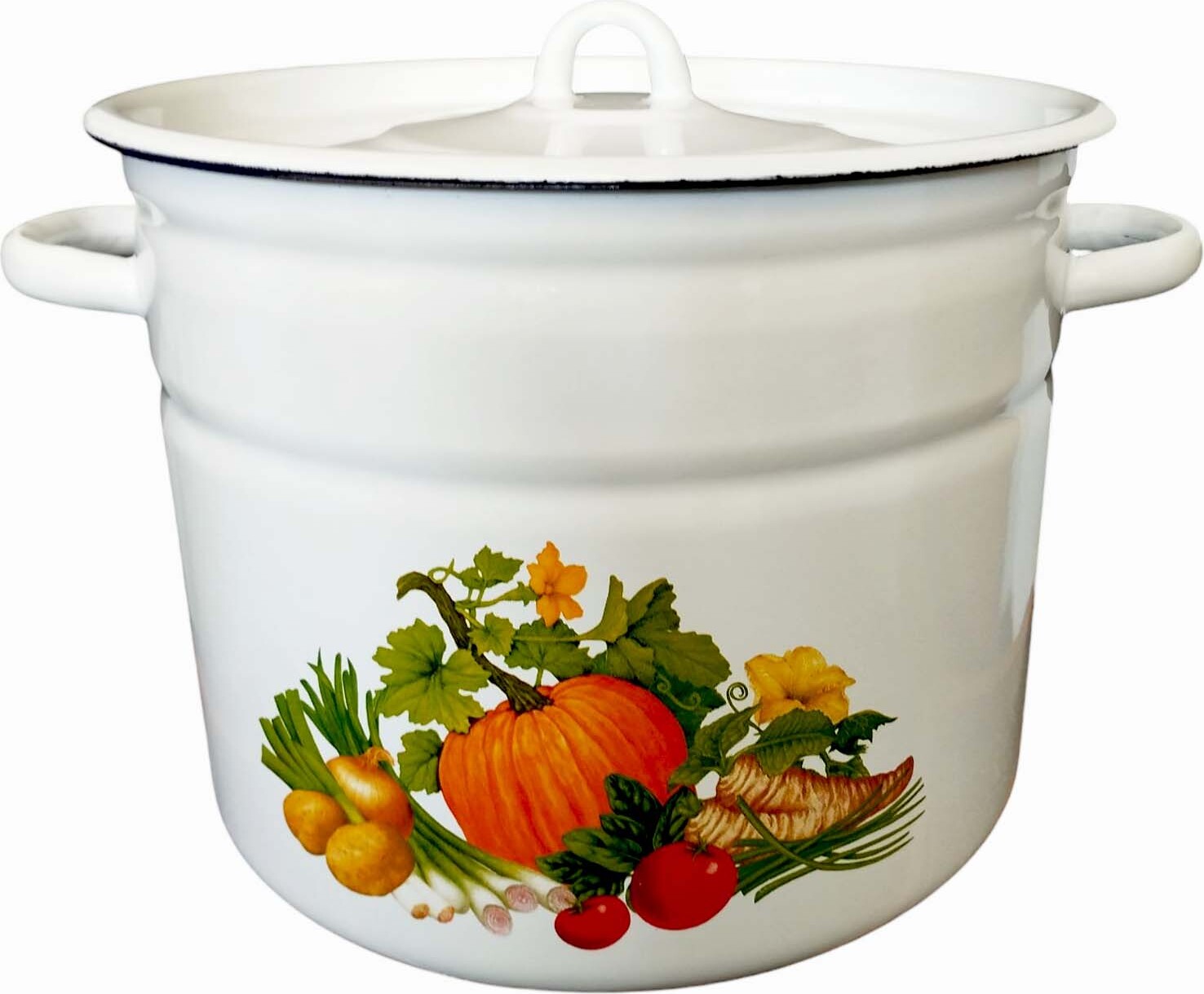 Rukauf Kürbis Emaille Kochtopf Topf 9 Liter ca 25cm Durchmesser emailliert mit Motiv Retro Nostalgie Geschirr