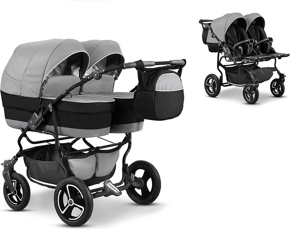 Zwillingskinderwagen 2 in 1 Twin Star inkl. Sportsitze - 10 Teile - in 16 Farben
