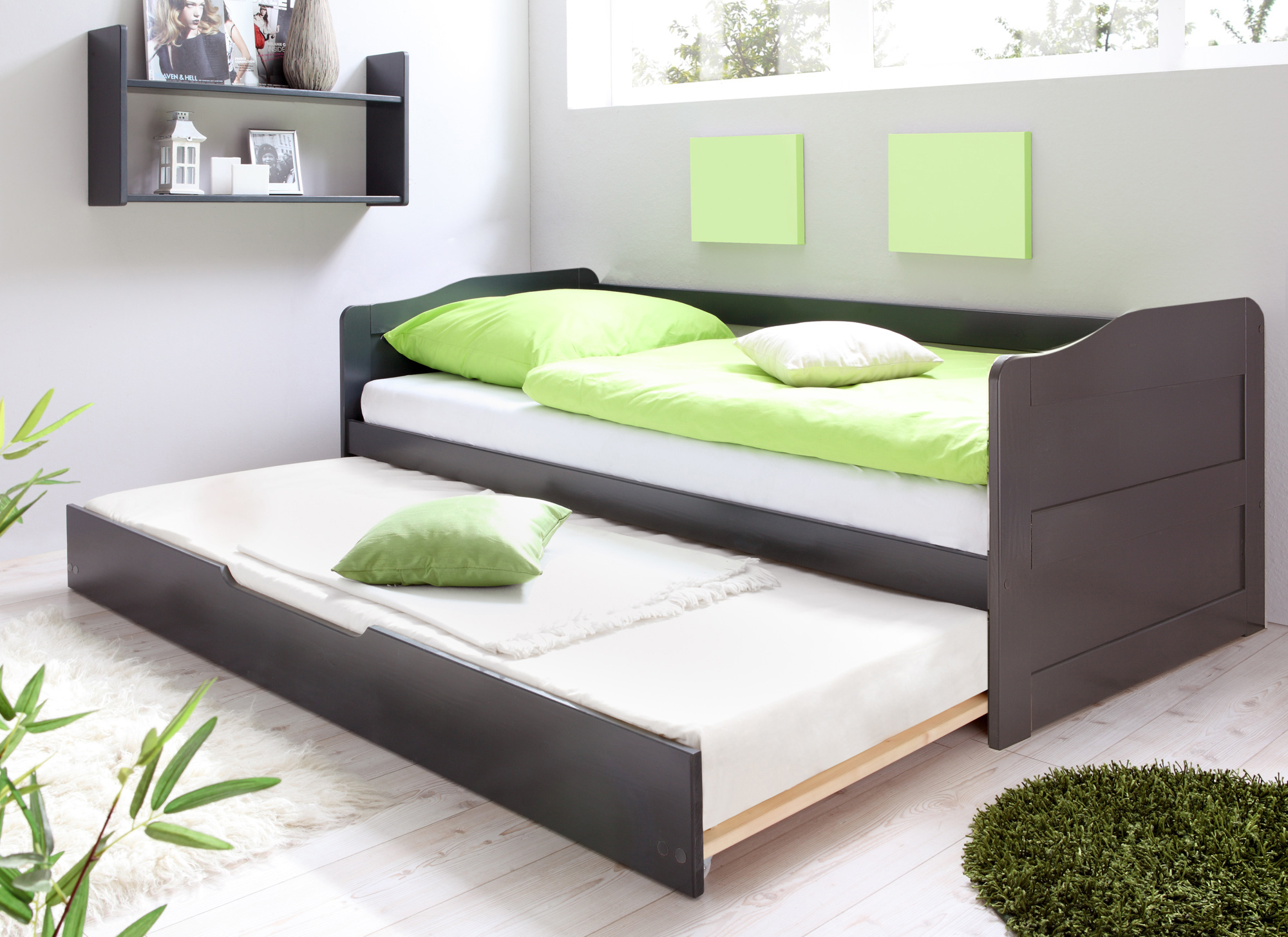 Doppelbett Funktionsbett Sofabett Melinda Kiefer massiv Grau