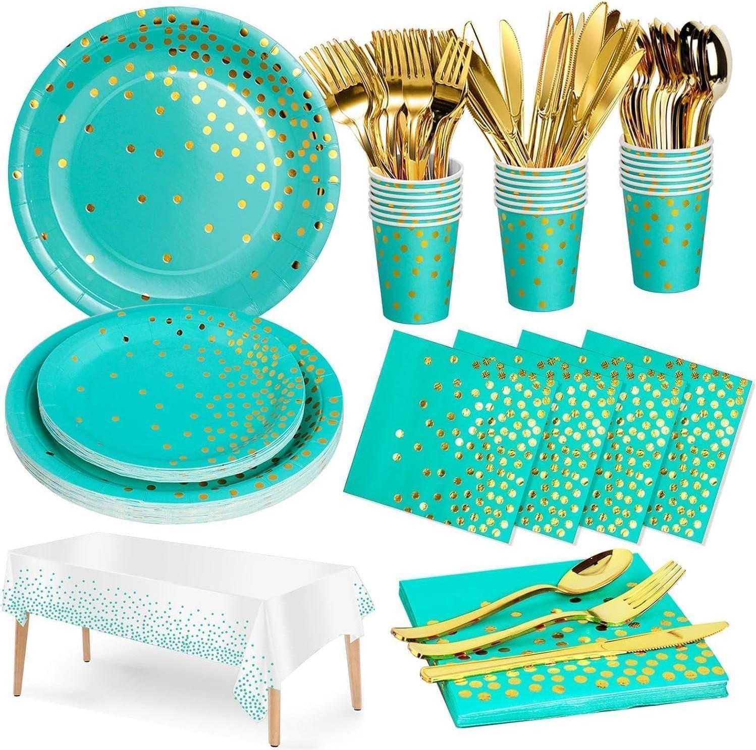 Sonstige 141-Stück Rotgold Partygeschirr Set für Hochzeiten und Geburtstage