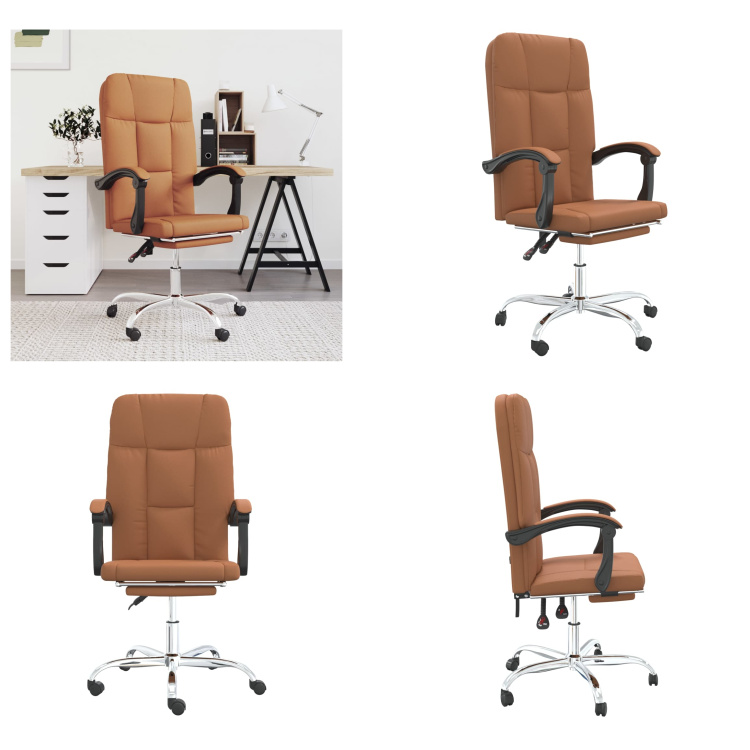 vidaXL Kancelárske kreslo s funkciou polohovania hnedá Imitácia kože - Kancelárske kreslo s funkciou polohovania - Kancelárske kreslá s funkciou polohovania - Kancelárske kreslo s funkciou relaxácie - Kancelárske kreslo