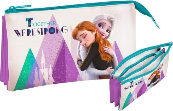 Kids Euroswan | Federmäppchen FROZEN - 21 cm - Drei Fächer - Hohe Kapazität - Original Lizenzprodukt