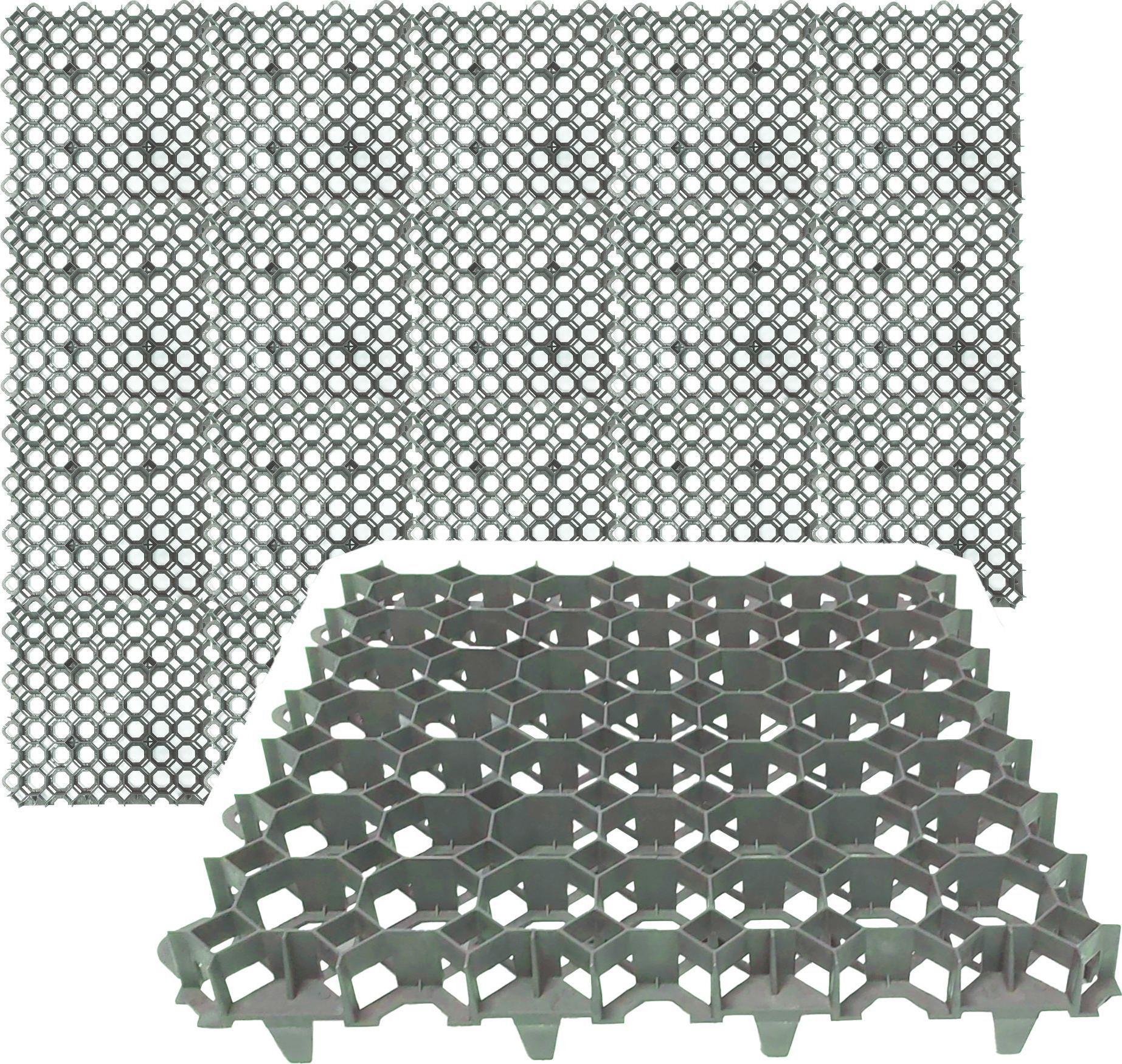 Lemodo Rasengitter aus Kunststoff 50 x 50 cm, 12 Stk. Paddockplatten zur Bodenstabilisierung, grün NA233_12