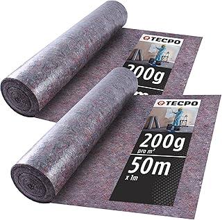 TECPO Abdeckvlies Malervlies 50m Schutzvlies 200g/m² Anti-Rutsch Vlies-Rolle (2X 50x1 Meter)