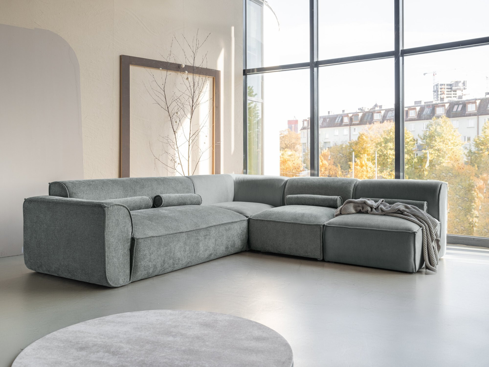MIUFORM Flex Felix Modulares 6-Sitzer Ecksofa MIUFORM Flex Felix Modulares Ecksofa L-FORM RECHTS - 265 x 248 cm - Olive - Sofa Couch 2044SO37